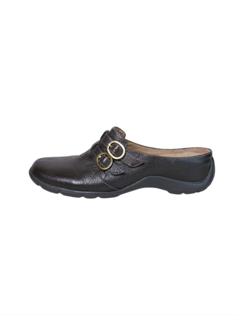 Naturalizer Mules Women's 8.5 Brown Leather Pebbled Buckle Casual Slip-on Shoes